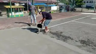 Lapis ulang lapangan tenis taham dasar dengan tecnocote (sealer)pasir silica semen
