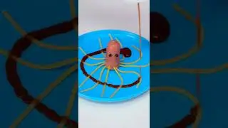 😂 SPAGHETTI + SAUSAGE = FUN FOOD MONSTER! 🍝 #shorts #kids