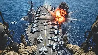 Ukrainian F-16 Jet Fighter Burns Russia's Largest Aircraft Carrier in the Black Sea