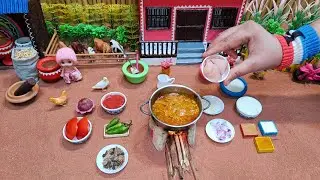 Miniature Chicken Curry+Mini Roti | Chapati  | Phulka | Tiny Cookfu