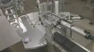 Automatic turntable plastic cup powder filling and die-cut film sealing machine #coffee powder fill