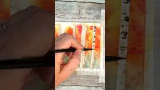 EASY WAY To Vibrant Watercolor Autumn Birch Trees 🍁 #Shorts