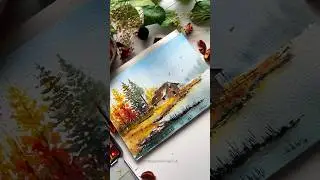 Relaxing Autumn Watercolor Landscape Tutorial Cozy Fall Vibes | Easy Watercolor Painting Beginners