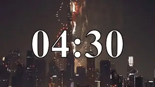 4 Minute 30 Second Countdown Timer &ndash; Dubai Fireworks Night &ndash; Silent | UAE Skyline View