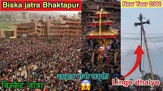 Biska jatra 2081 | Bisket jatra Bhaktapur | New Year | Lingo Dhalne | रथबाट मान्छे खस्यो😱