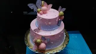 PINEAPPLE CAKE II 2 TIER BEAUTIFUL BUTTERFLY DESIGN CAKE II 🩷🩷 II BIRTHDAY CAKE II 4POUND(2KG)