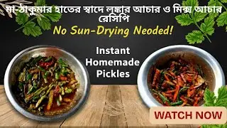 রোদে শুকানোর ঝামেলা ছাড়া লঙ্কার আচার ও মিক্স সবজি আচার | Green Chilli & Mix Veg Pickle