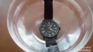 BUREI Men's Quartz Wrist Watches with Mineral Crystal Black Luminous Dial Leather Strap