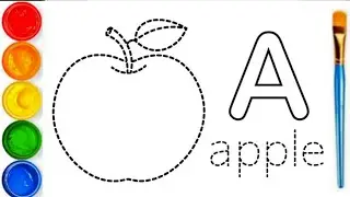 A for Apple Drawing | Learn to draw an Apple | phonics | Apple drawing, painting and coloring
