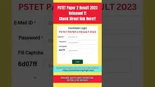 👉PSTET Paper 2 Result 2023 Out Now ! Direct Link Here #ytshorts #shorts #pstet #pstetresult #punjab