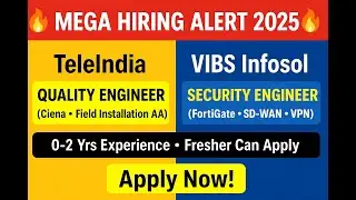 Mega Hiring Alert 2025 | TeleIndia  | Quality Engineer + Security Engineer Jobs | Fresher Can Apply|
