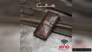 CONTACT'S Genuine Leather Long Wallets Men Vintage Business Card Holder Coin Purses Money Clips Pock