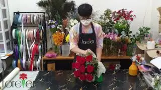 11 Red Casanova Valentine's Roses by Forever Florist Thailand. Local Bangkok Flower Shop Delivery.