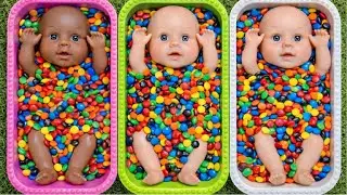 3 Rainbow Bathtubs Candy | M&M&rsquo;s & Magic Slime Cutting ASMR | No Talking Satisfying Relaxing ASMR!