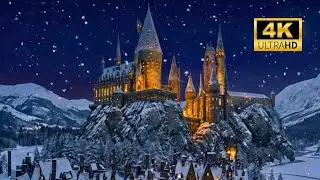 ✨ Magical Snowy Hogwarts | Winter Night Ambiance 4K