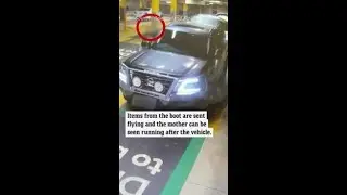 Terrifying CCTV footage of stolen car with baby on-board in Queensland