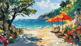 Relax At the Cove ~ impressionist oil painting ~ frame tv art ocean screensaver