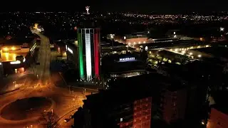 Coronavirus, drone in volo su Modena: la sede Maserati illuminata con il tricolore