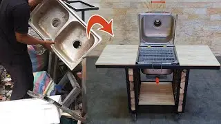 Amazing Transformation of an Old Sink ♻️  Trash to Treasure 💯 % #diy #craft #recycle