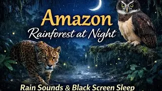 Amazon Rainforest at Night 🌙 Animals, Gentle Rain & Black Screen Sleep Sounds (2 Hours) #relaxation 