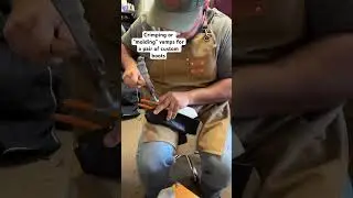 How I crimp &ldquo;pre mold&rdquo; vamps for custom cowboy boots #bootman #bootmaker #shoerepair #boots #viral