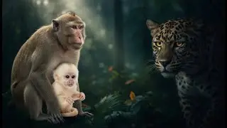 baby monkey between claws and mothers arms - WILDLIFE  part 1