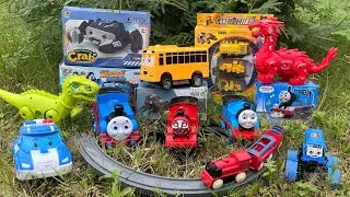Searching, Unboxing, and Assembling Toy Trains Choochoocharles, Thomas and Friends, Tayo Bus, Dino