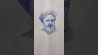 Old Man Face Sketch with Blue Pen | Portrait Drawing Art#drawing #art #short #tandig