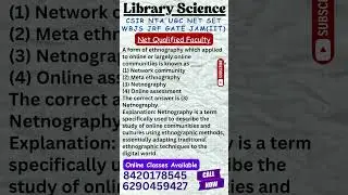 UGC NET Library Science I Net Qualified Faculty I Online Class Available #libraryscience #ugc #jrf