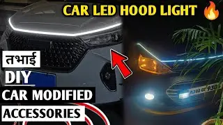तभाई Car Modified Accessories🔥|Car Led Hood lights installation👌Car DRL light install 💯
