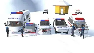 Christmas Sakura Snowfall all Ambulance Cars Collection at Police Station Lakes ⛽ Sakura 