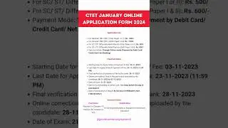 CTET Application Form 2024 | CTET Form Fill Up 2023-24 | CTET Exam Date| CTET Notification #ytshorts