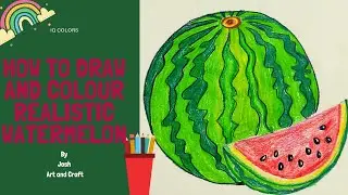 How to draw and color watermelon || step by step || iq colors || josh