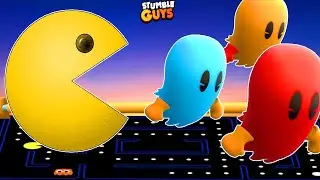 PAC MAN CONTRA OS FANTASMAS COLORIDOS NO STUMBLE GUYS (NOVO MAPA LABIRINTO PAC MAN)