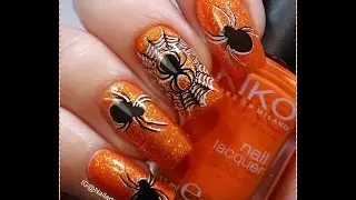 Spiders Manicure With Marianne Nails Halloween Plates - Tutorial