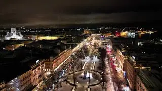 Helsinki Esplanade, Aleksanterinkatu and Mannerheimintie (Low Light Video), December 2023