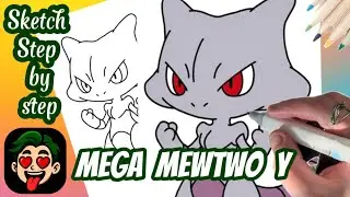 How to Draw Mega Mewtwo Y Step by Step | Easy Pok&eacute;mon Drawing Tutorial for Beginners