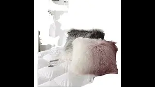 Decorative Faux Fur Pillow Cover, Double-Sided Fluffy Throw Cushion Cover with Gradient Color