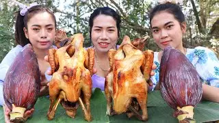 Yummy cooking chicken fried soup with banana flower recipe