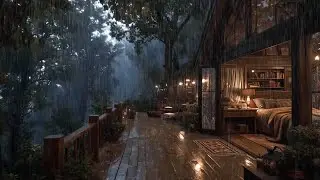 Rainy Evening in a Wooden Cabin 🌲 | Calm Forest Ambience for Rest