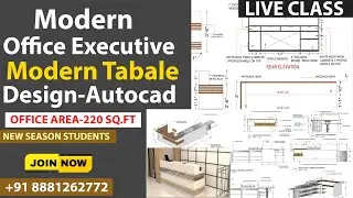 Office Executive Table Design In Autocad 2020 With Details ||#interiordesign #architecture#viralvide