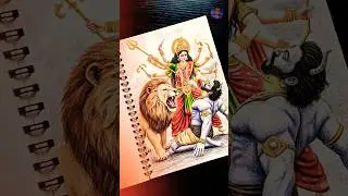 Drawing Durga Mata With Lion ❤️&zwj;🔥😍 #drawing #durga #durgapuja #durgamaa #durgapuja2025 #maadurga