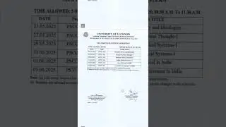 Examination schedule in lu code semester 1