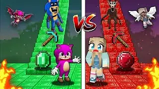 BERCA VS KIZ BEBEK SONİC KORKUN&Ccedil; MERDİVEN YARIŞI! - Minecraft