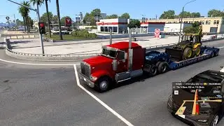 Nighttime Precision: Hauling a Backhoe Across America in American Truck Simulator