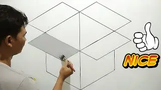 Cube optical illusion 3D wall painting || seni lukisan kubus 3D || Cat tembok 3D