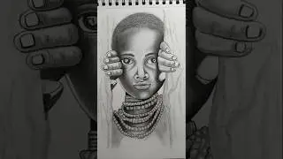 realistic Pencil sketch African boy