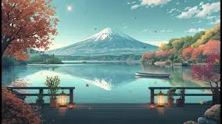 4K Ghibli Lofi Music | Cozy Autumn Lake Kawaguchi & Mount Fuji Ambience