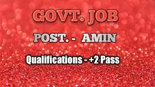AMIN JOB, GOVT JOB ODISHA, RECENT ODISHA JOB VACANCY
