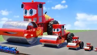 Big & Small: Road Roller Lightning McQueen vs Thomas Trains | BeamNG.drive Gameplay